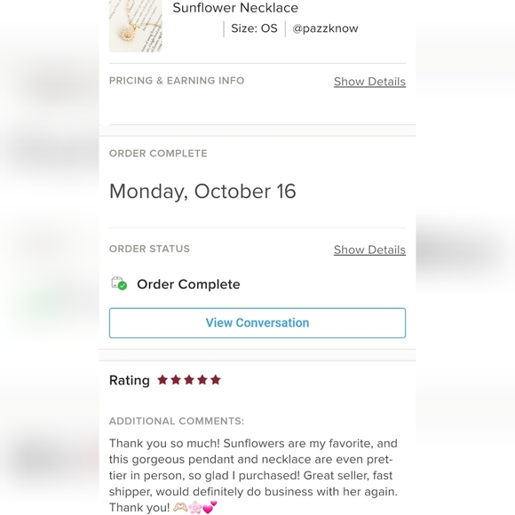 Sunflower Necklace - Only 1 left! - Picture 7 of 9